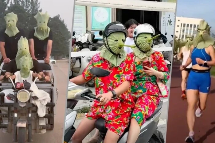 Sonnenschutzmasken aus riesigen Blättern. Chinas Jugend sorgt für Aufregung im Internet