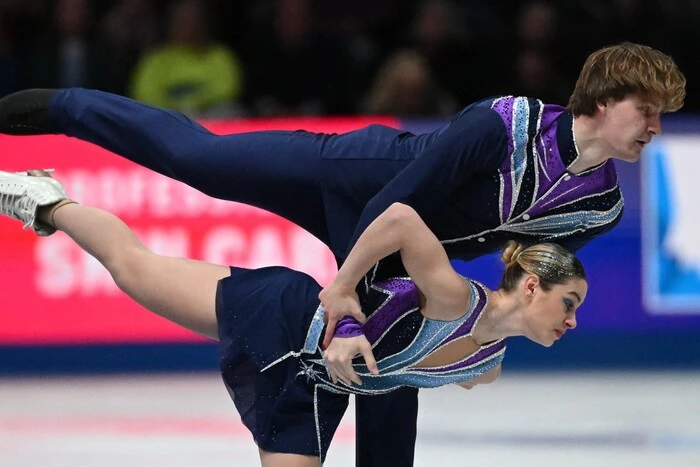 Ukrainian figure skater in the training hall